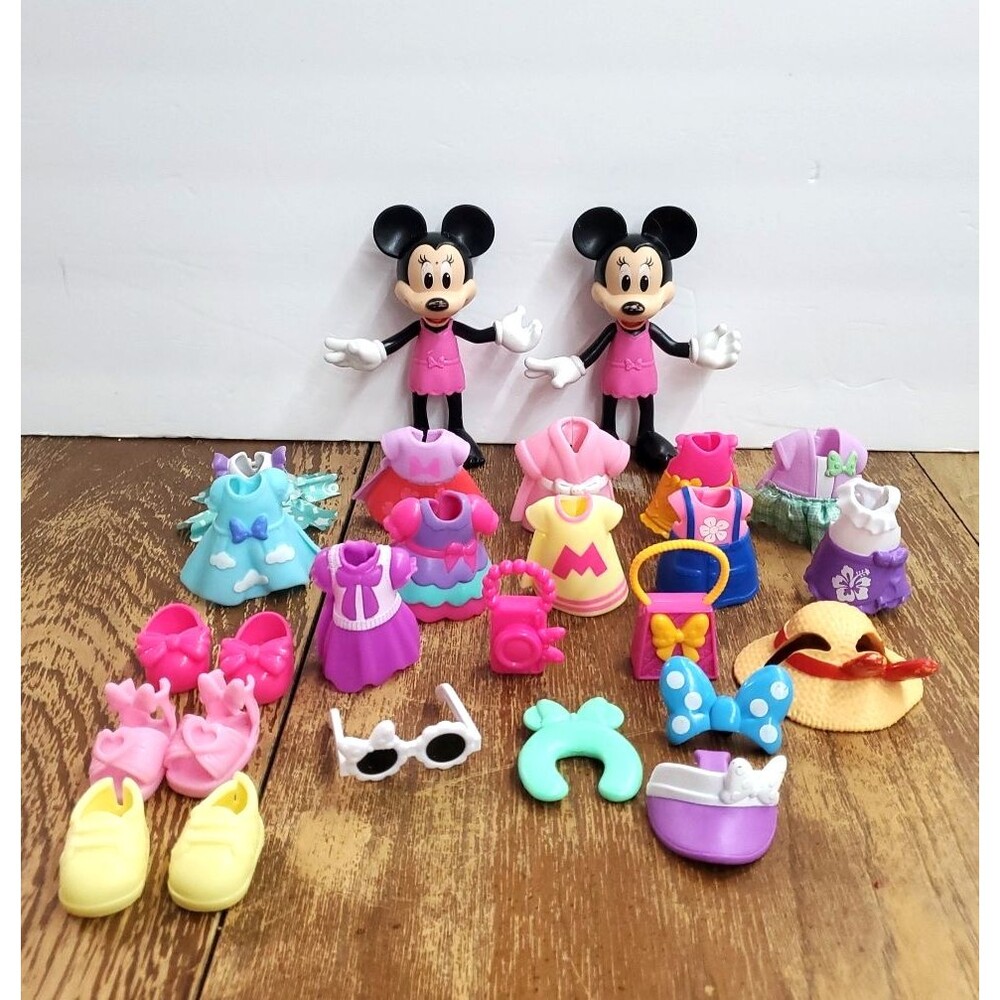 Mattel Disney Minnie Mouse Bowtique Snap N Style Dress Up Dolls Toy Lot 23pc